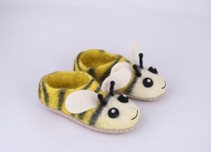 Children’s felt bee slippers