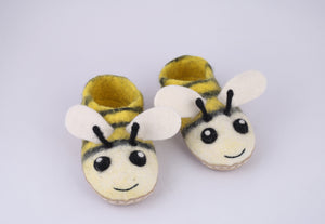 Children’s felt bee slippers